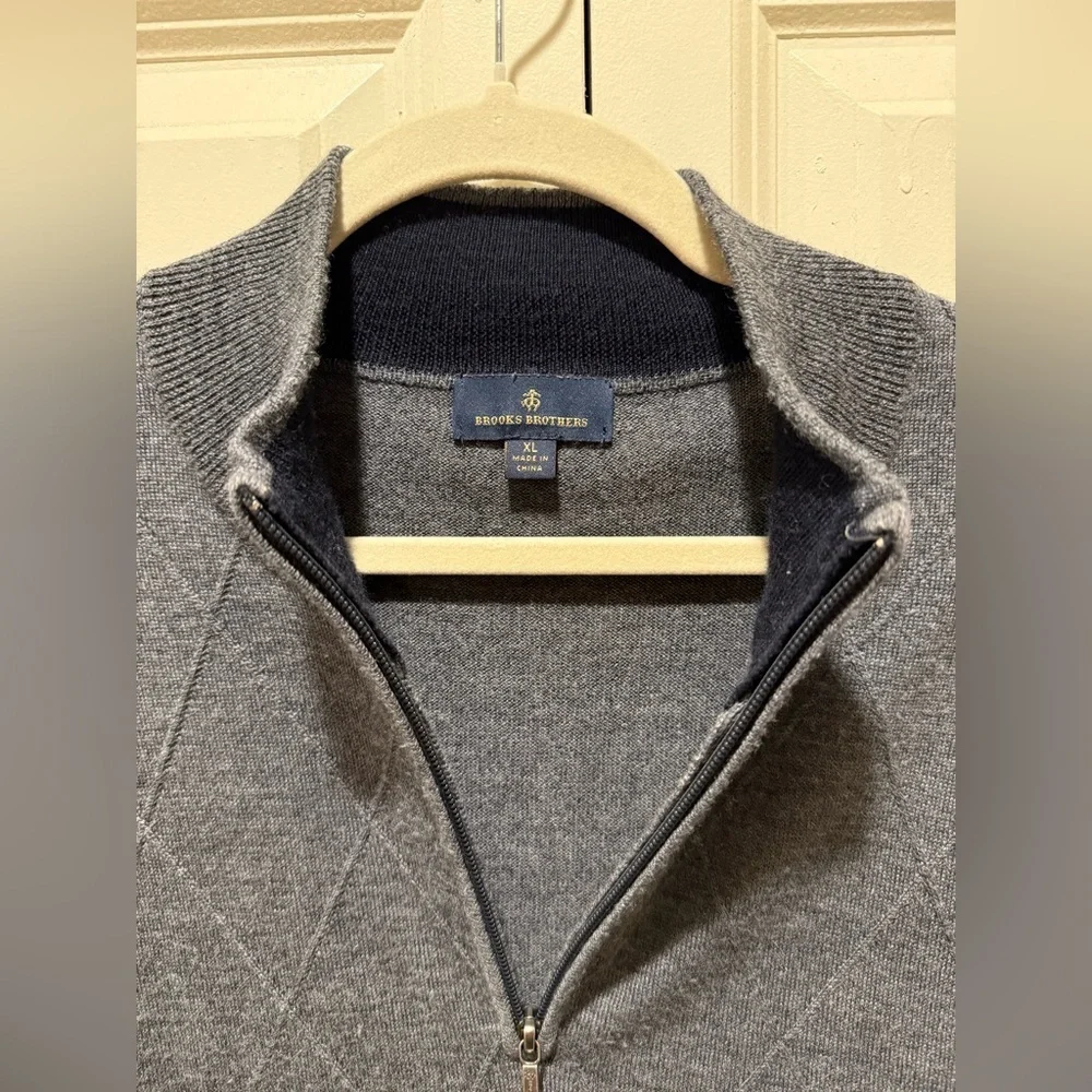 Brooks Brothers Merino Wool 1/4 Zip Sweater Gray Men’s  , size XL